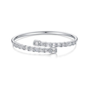 Queensun D VS1 18K gold lab diamond emerald spring bracelet with an open snake shaped bracelet and square sugar bracelet for men and women