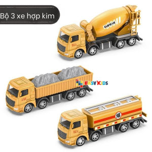 Bộ hộp xe đồ chơi container công trình xây dựng có đèn nhạc chất liệu hợp kim kèm nhiều phụ kiện tháp treo cần cẩu