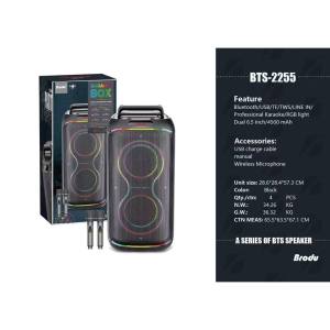 BTS-2407 4500mAh RGB Portable Subwoofer Karaoke Wireless Bluetooth Speaker with Wireless Microphone