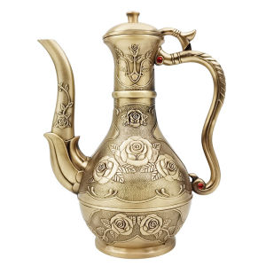 Metal Retro European Antique Bronze Spirit Wine Glass Goblet Alloy Tall Cup Creativity Gift Three-dimensional Relief Individuality Kitchen Dining Bar Barware Wine Cup Spirit Glass Collection