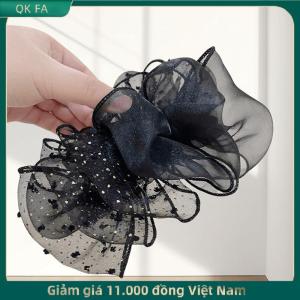 QK FA ✨ Mùa Hè Ngọt Ngào Lưới Vải Tuyn Lớn Bow Tóc Claw Clip Cho Phụ Nữ Màu Sắc Rắn Thanh Lịch Bowknot Đuôi Ngựa Clip Mới Phụ Kiện Mũ