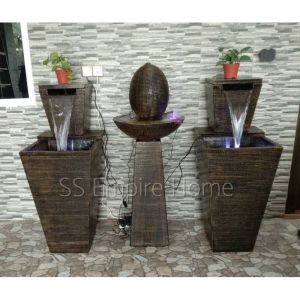 S04 Large Yellow Feng Shui Water Fountain Square Pond Kolam Air Sandstone Garden Water Feature 风水流水喷泉瀑布池 Waterfall