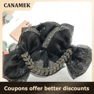 【 CANAMEK 】 Exquisite Elegant Sweet Mesh Bow Hair Clip Womens After Brain Hairpin Headwear Accessories Gifts