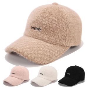 BAIXL Nữ Giản dị Nam  Thu Đông Hip Hop Mũ chống nắng Mũ thêu chữ Mũ len cừu Mũ bóng chày Mũ phong cách Hàn Quốc