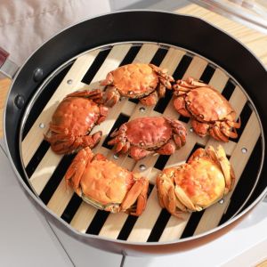 GAOSU Bamboo Grate Steaming Tray Round Waterproof Steaming Rack Steamer Basket Multifunction Kitchen