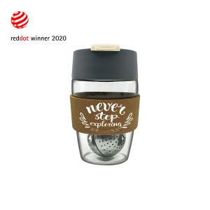 PO: Magical Magnetic Tea Separation Tumbler Glass Tea Cup-355ml CORK VERSION