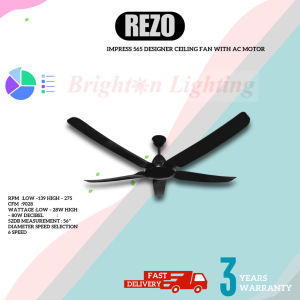 Rezo IMPRESS 565 Designer Ceiling Fan With AC Motor 5 Blades 6 speeds 56" best kipas