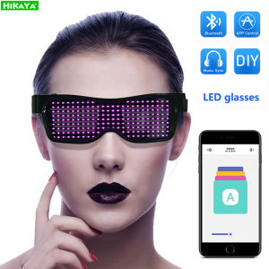 HIKAYA Magic LED Flash GlassesAPP Bluetooth Glowing Party EyeglassesPhone DIY Text Animation EdingPub DJ Clubคอนเสิร์ตฮาโลวีนXmas Glow Glasses