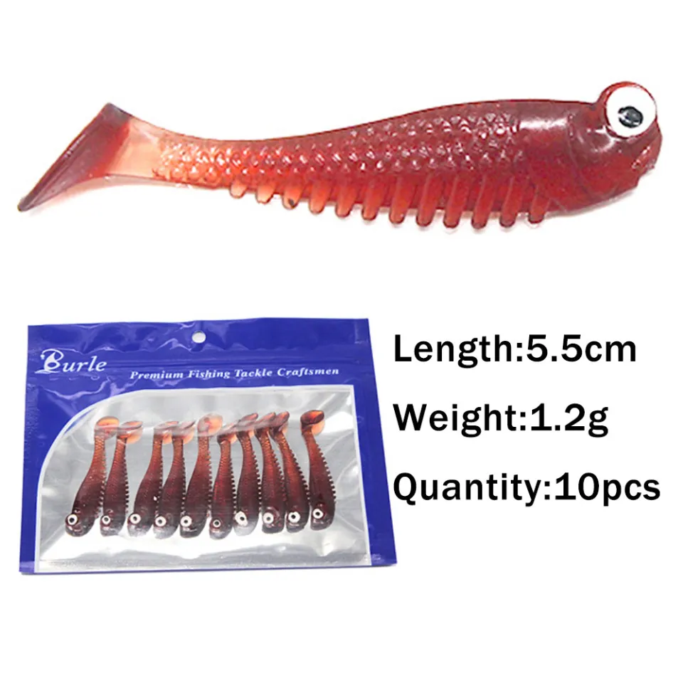 Ready Stock) 10PCS/BAG Mini Soft Plastic Fishing Lure 1G/5CM