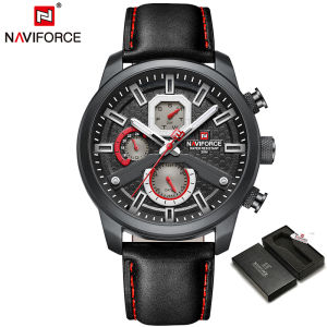 NAVIFORCE Top Original Brand Military Mens Watch Date Casual Quartz Sport Leather Strap Waterproof Luminous Fashion Men Watch