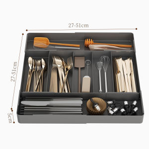 【SG Seller】Retractable Cutlery Organizer Expandable Drawer Storage Cutlery Drawer Utensil Organizer Kitchen Storage