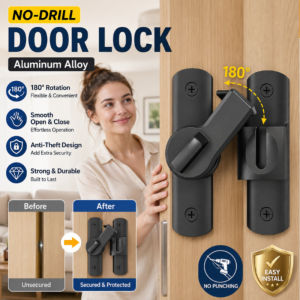 No Drill Door Lock Catch Aluminum Sliding Door Latch Adhesive Mount Tool Free Installation Push Lock Cabinet Bathroom Door Stop