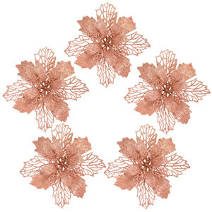 【iloverosemerry】5pcs Glitter Flower Christmas Garland Tree Decorations Xmas New Year Party Wedding Decoration