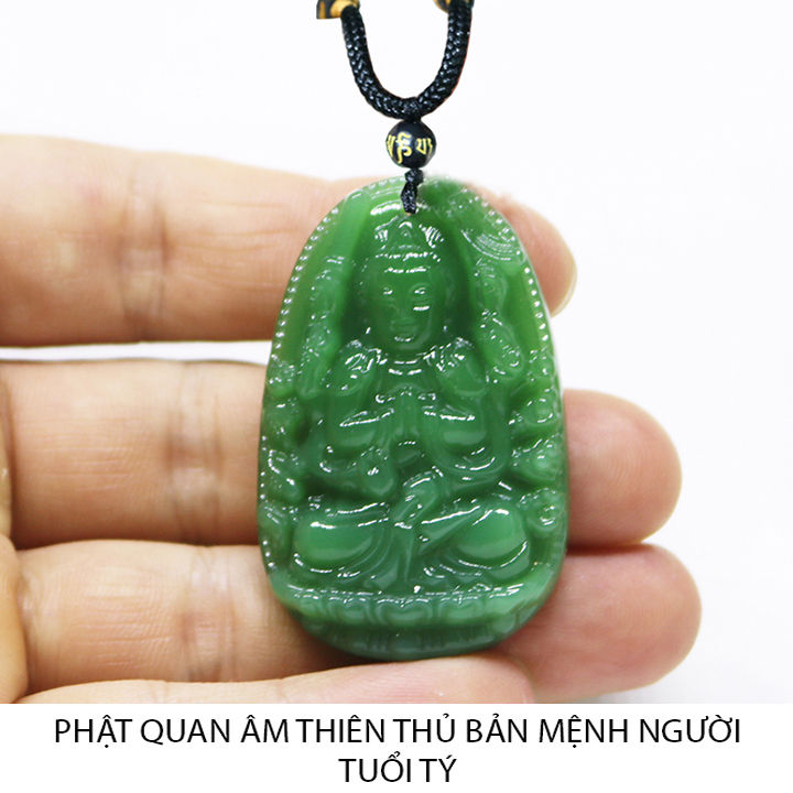 Dây chuyền vòng đeo cổ mặt phật Quan Âm Thiên Thủ màu xanh dây dù ...