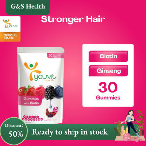Youvit Biotin Gummy 30 Days (30 Pcs) Vitamin Rambut Gugur with Ginseng Vitamin E