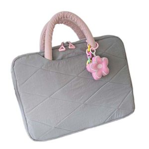 MIIQNUS Với dây chuyền hoa Bao đựng laptop Kiểu dáng tay cầm Phồng Túi xách laptop Vỏ Laptop Ngọt ngào Túi xách máy tính Phụ nữ/cô gái