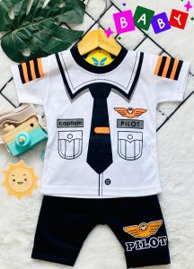 Setelan baju bayi laki laki motif karakter PESAWAT  usia baby 3-24 bulan- BISA COD !!
