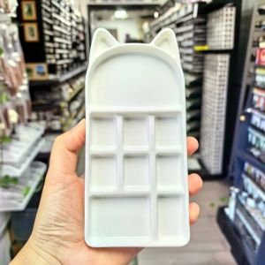 Multi-grid Ceramic Watercolor Palette Cute Cat Shape Paint Tray Easy To Clean Student Artist Painting Art Supplies