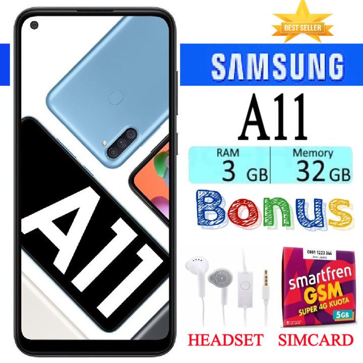 SAMSUNG GALAXY A11 RAM 3/32 GB FULLSET Bergaransi FREE SIMCARD