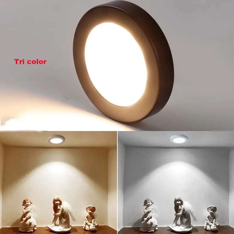 LED Downlight Mini Surface Mounted Spotlight Tri Color 220V 240V 3W 5W 7W  Panel Light Ultra thin Indoor Lighting Home Kitchen Cabinet Lamp