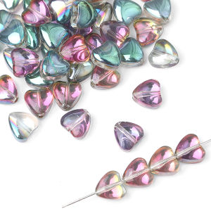 20pcs Special Shiny Colors Crystal Glass Beads Heart Shape Charm  Loose Spacer Beads For Necklace Bracelet Earring DIY Jewelry Making Accessories