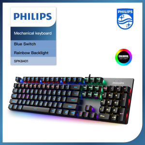 Philips 100%  Mechanical Gaming Keyboard with  Rainbow LED（apk8404 black） for Laptop Computer Desktop PC MAC OS