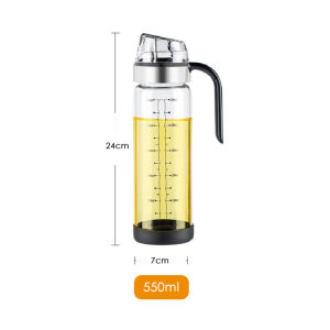 M Concept eMall Botol Isi Minyak Masak Cooking Oil Bottle Dispenser Condiment Canister Soy Sauce Vinegar Container Storage Jar Glass Automatic Open High Borosilicate Glass Seasoning Can Full Cover Lid and Stainless Steel Nozzle
