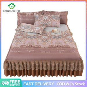 3pcs Wedding Bedspread Mattress Cover with Ruffle Summer Mattress Protector Elegant Home Decoration