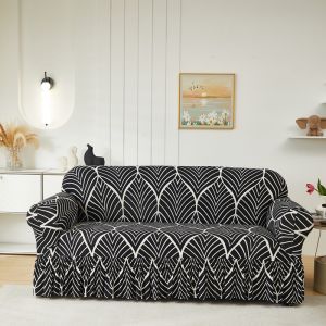 Bọc ghế sofa đàn hồi với váy cho phòng khách 1/2/3/4 chỗ ngồi ghế vải Spandex bìa vải phủ ghế sofa