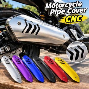 Glossy CNC Alloy Motorcycle Exhaust Heat Guard Easy Install Durable Heat Shield Multiple Colors Motorbike Mod Parts