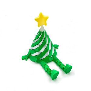 RANZH Multi-Joint Christmas Tree Figures Movable Joint 3D Printed Christmas Tree Ornament Festive Movable Christmas Tree Model Toy Christmas