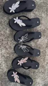 Leaf-Patterned Rhinestone Herringbone Eva Slippers Large Size Fashionable Height-Increasing Breathable