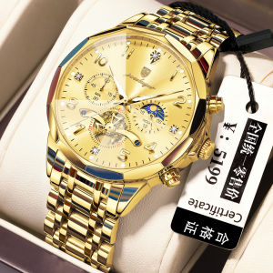 Authentic POEDAGAR tourbillon watch for men waterproof original multifunctional stainless steel luminous chronograph watch
