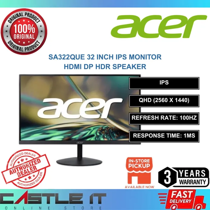 Acer SA322QUE 32 Inch IPS Monitor 100Hz 1ms QHD 2K HDMI DP HDR Speaker