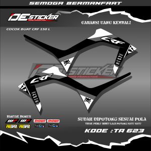 Striping Stiker Variasi Motor CRF 150 L Semifull Dasar Hitam Sudah Terlaminasi TA623