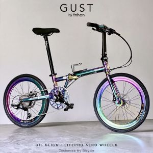 🌈 Folding Bike Fnhon Gust 22” • 𝗠𝗥𝗧/𝗕𝘂𝘀-𝗙𝗿𝗶𝗲𝗻𝗱𝗹𝘆 Shimano 9s 𝗙𝗿𝗲𝗲𝗯𝗶𝗲𝘀 Litepro 𝗟𝗶𝗴𝗵𝘁𝘄𝗲𝗶𝗴𝗵𝘁 Oil Slick Aurora Rainbow Litepro Aero Wheels MTB GIant MKS Norway MTB