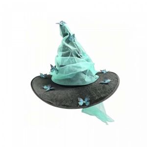 YOUSHI TOP Pleated Halloween Party Butterfly Witch Gothic Durable Cosplay Dress Up Hat 12 Butterflies Mesh Yarn Witch Hat Halloween Party