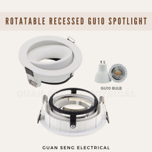 Rotatable Recessed GU10 Spotlight Downlight Round Black White | Guan Seng Electrical