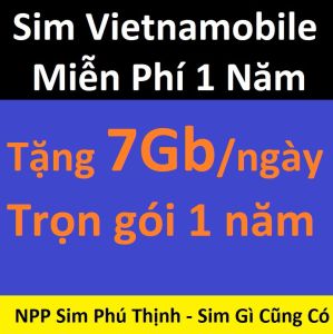 Sim data Vietnamobile 1 năm. Tặng mỗi ngày 7Gb/ngày trọn gói 1 năm Sim chưa kích hoạt