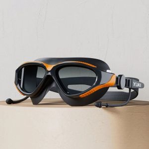 GBDSVD HD Big Frame Swimming PVC Big Frame Adjustable Anti-fog Professional Swimming Equipment Waterproof Swimming Glasses with Earplugs