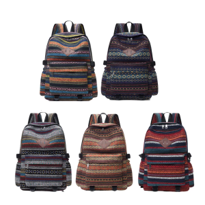 Practical Canvas Rucksacks Laptop Backpack Large Ethnic School Bag for Daily Use Offering Durability And Convenience