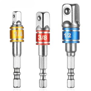 ชุด 3 ชิ้น ข้อต่อสว่านขันบล็อก ซ็อกเก็ตประแจ อะแดปเตอร์ ซ็อกเก็ตอะแดปเตอร์ 1/4 นิ้ว 3/8 นิ้ว 1/2 นิ้ว ก้านต่อประแจบล็อก