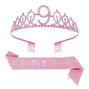 Sparkling Birthday Crowns And Sash Combo For Girls Party Props Queen Accessories
