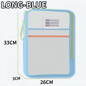 Large Capacity Long Nylon File Bag with Zipper Three-Layer File Bag Gift Tag Organizer Document Bag