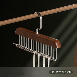 8 Hooks Solid Wood Hanger Bra Hanger Belts Rack Tie Cap Non-Slip Holder Underwear Organizer Storage