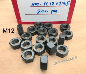 หัวน็อตตัวเมียมิลดำเบอร์ 19#  M12 เกลียวหยาบ 1.75mm ประแจเบอร์ 19 แข็งแรงได้มาตรฐาน น็อตไทย