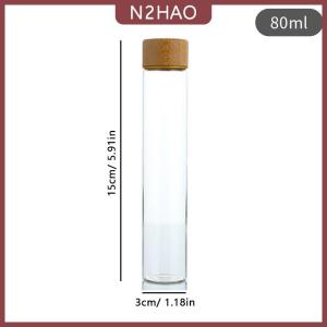 N2HAO  Hạt lưu trữ bằng gỗ kín hộp Barista công cụ Quà Tặng hạt cà phê lưu trữ container ống thủy tinh với công cụ gỗ đóng chai Ống