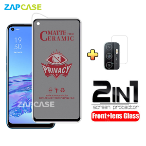 PAKET 2in1 Anti Gores Layar Privacy Oppo A53A33 Free Tempered Glass Camera Lens