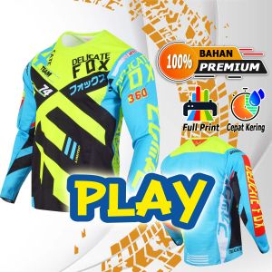 Pakaian baju jersey Set cross trail motocross Motor Balap custom F0X Japan Stabilo Blue Adventure (Baju Saja) Free Nama Nomor sendiri trabas pria dewasa cros custom Enduro nama sendiri ukuran Jerset Set Size S M L XL XXL cocok suka untuk crf wr klx dan to