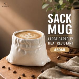 Ceramic Coffee Mug Cute Sack Lucky Bag Shape Large Capacity Heat Resistant Microwave Dishwasher Safe Home Kitchen Gift